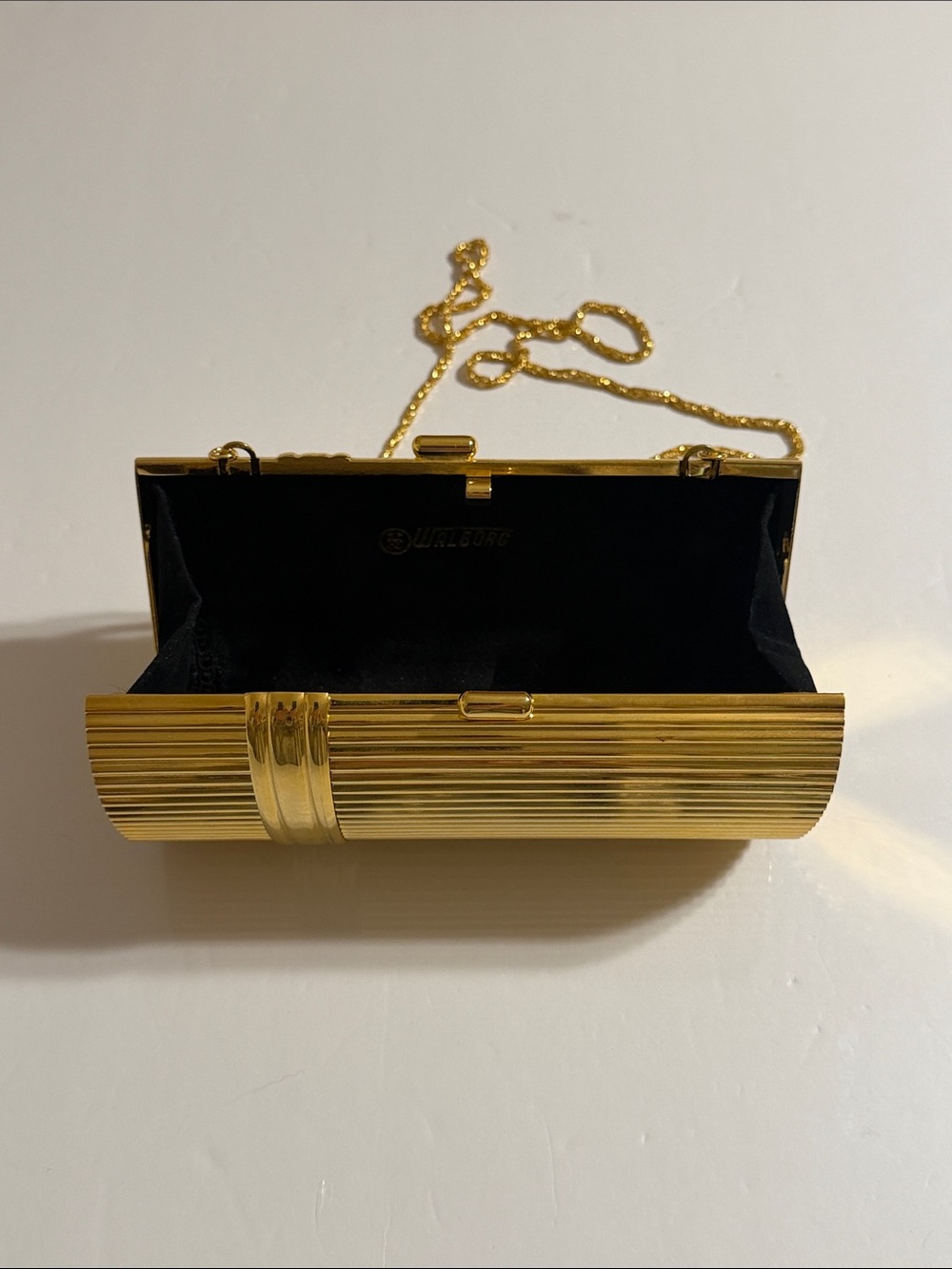 Walborg Vintage Gold Metal Minaudiere Clutch 1950-1960 Like New